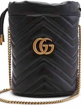 Gucci Black GG Marmont Quilted Leather Mini Bucket Bag